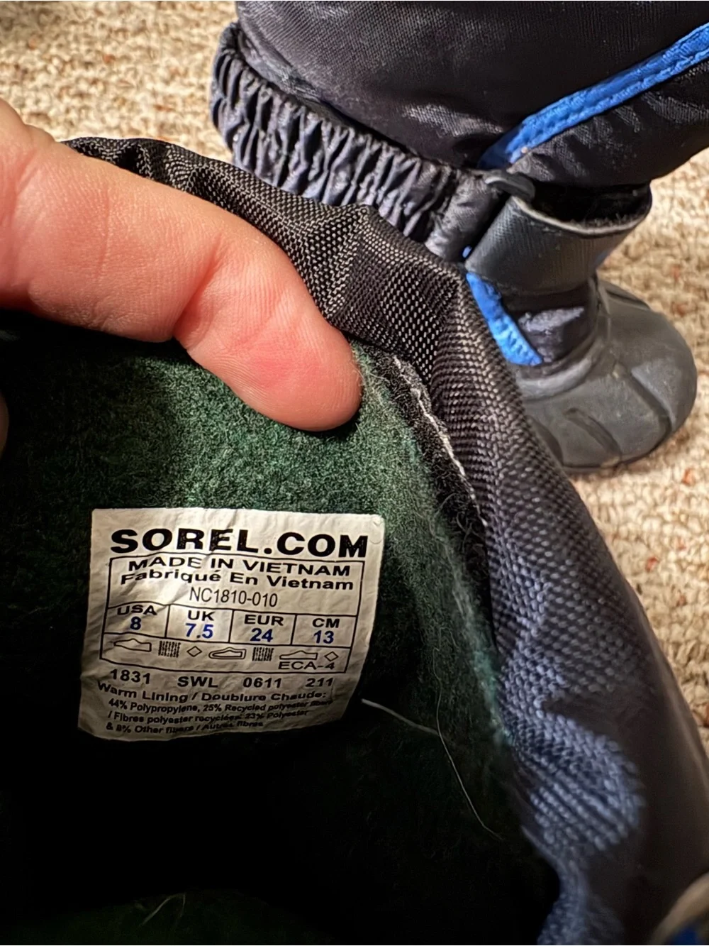 Sorel Kids Black and Blue Waterproof Winter Boots